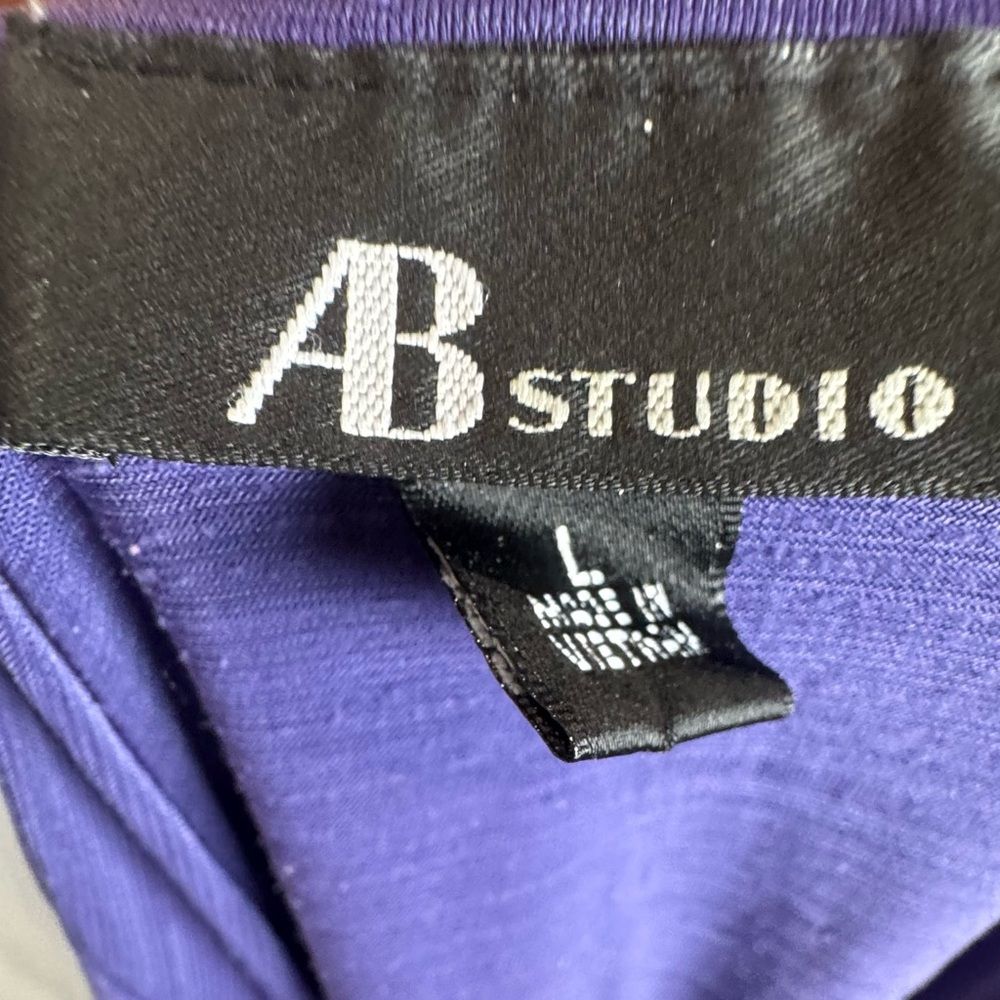 Ab Studio Plum Purple Twisted Open Back Smocked Blouson Top Size Large — image 5 of 7